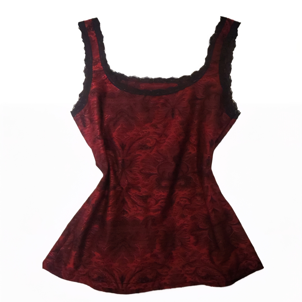 Elegant Red Lace Trim Camisole